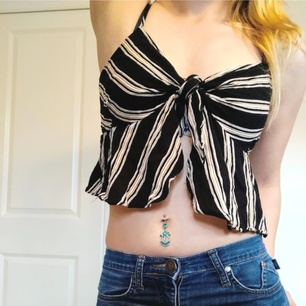 Love Culture Striped Tie Top